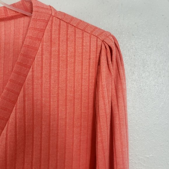 Apt.9 Women's Peach Button Down Ribbed Shirt Top Blouse Cardigan Sweater - Picture 3 of 11